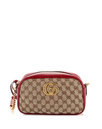 GG Marmont Shoulder Bag Diagonal Quilted GG Canvas Small